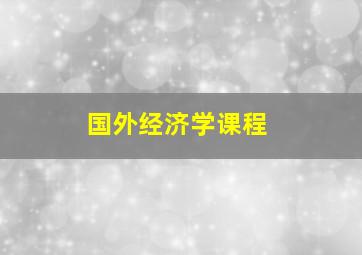 国外经济学课程