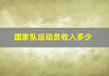 国家队运动员收入多少