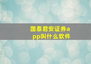 国泰君安证券app叫什么软件