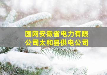 国网安徽省电力有限公司太和县供电公司