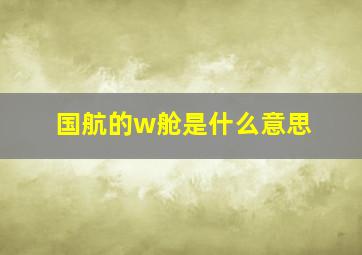 国航的w舱是什么意思