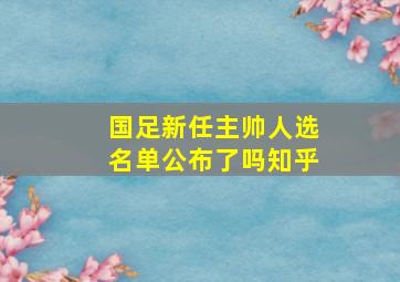 国足新任主帅人选名单公布了吗知乎