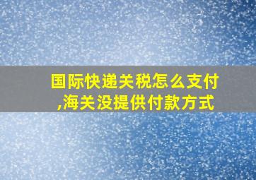 国际快递关税怎么支付,海关没提供付款方式