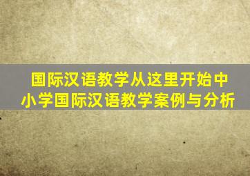 国际汉语教学从这里开始中小学国际汉语教学案例与分析