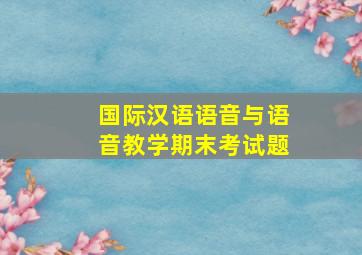 国际汉语语音与语音教学期末考试题