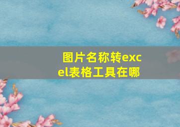 图片名称转excel表格工具在哪