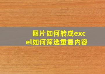 图片如何转成excel如何筛选重复内容