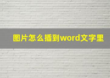 图片怎么插到word文字里