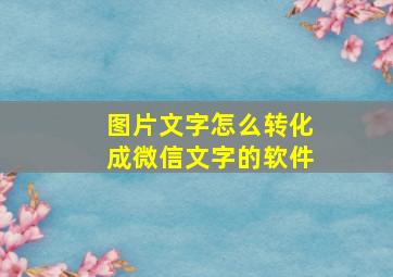 图片文字怎么转化成微信文字的软件