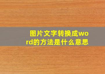 图片文字转换成word的方法是什么意思