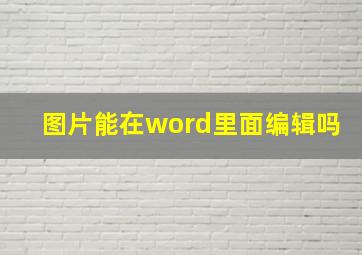 图片能在word里面编辑吗