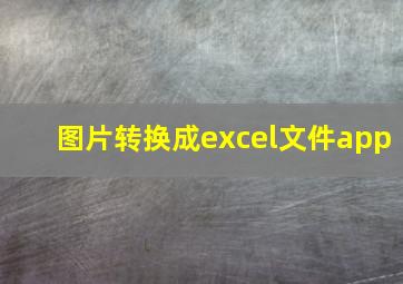 图片转换成excel文件app