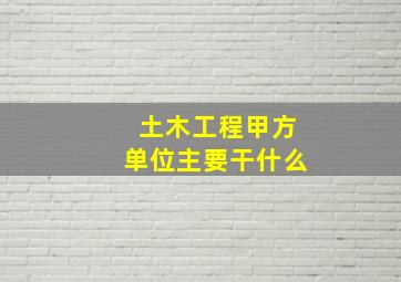 土木工程甲方单位主要干什么