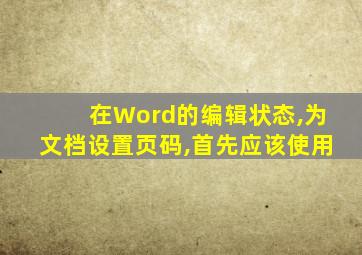 在Word的编辑状态,为文档设置页码,首先应该使用