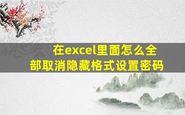 在excel里面怎么全部取消隐藏格式设置密码