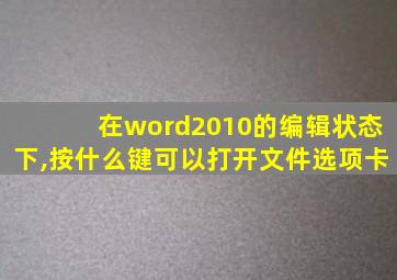 在word2010的编辑状态下,按什么键可以打开文件选项卡