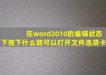 在word2010的编辑状态下按下什么键可以打开文件选项卡