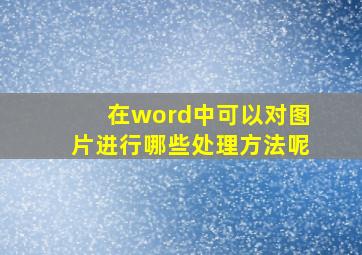 在word中可以对图片进行哪些处理方法呢