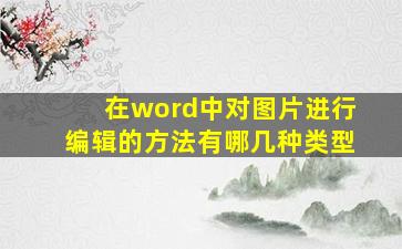 在word中对图片进行编辑的方法有哪几种类型