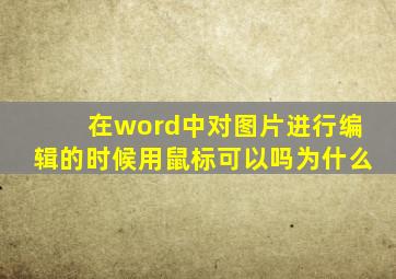 在word中对图片进行编辑的时候用鼠标可以吗为什么