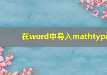 在word中导入mathtype