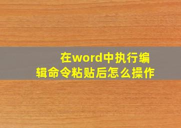 在word中执行编辑命令粘贴后怎么操作