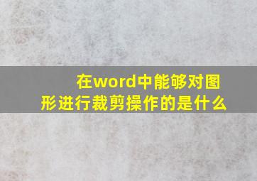 在word中能够对图形进行裁剪操作的是什么