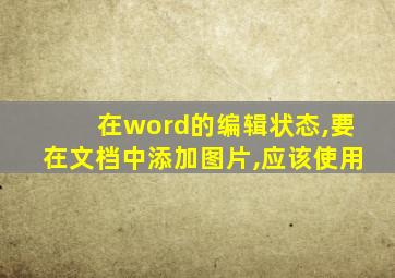 在word的编辑状态,要在文档中添加图片,应该使用