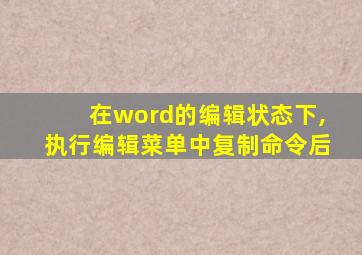 在word的编辑状态下,执行编辑菜单中复制命令后