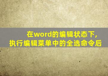 在word的编辑状态下,执行编辑菜单中的全选命令后