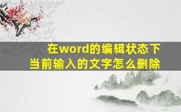 在word的编辑状态下当前输入的文字怎么删除