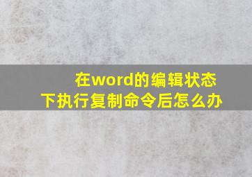 在word的编辑状态下执行复制命令后怎么办