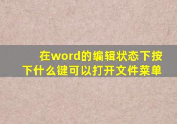 在word的编辑状态下按下什么键可以打开文件菜单