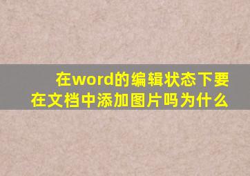 在word的编辑状态下要在文档中添加图片吗为什么