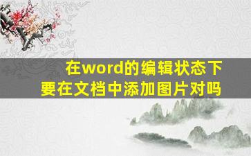 在word的编辑状态下要在文档中添加图片对吗