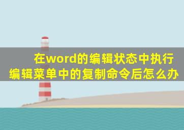 在word的编辑状态中执行编辑菜单中的复制命令后怎么办