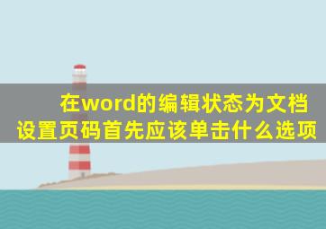 在word的编辑状态为文档设置页码首先应该单击什么选项