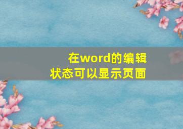 在word的编辑状态可以显示页面