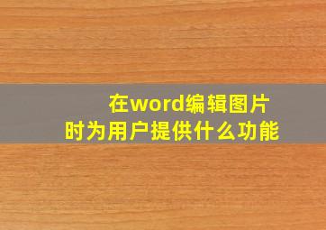 在word编辑图片时为用户提供什么功能