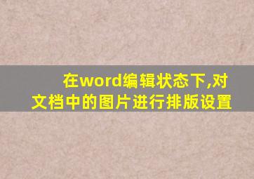 在word编辑状态下,对文档中的图片进行排版设置