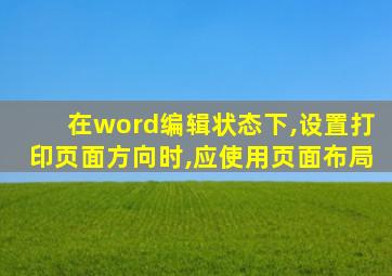 在word编辑状态下,设置打印页面方向时,应使用页面布局