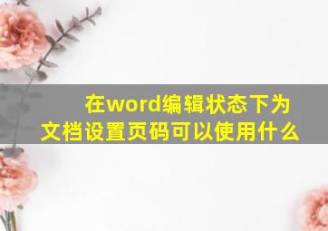 在word编辑状态下为文档设置页码可以使用什么