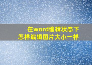 在word编辑状态下怎样编辑图片大小一样