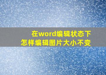 在word编辑状态下怎样编辑图片大小不变