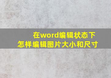 在word编辑状态下怎样编辑图片大小和尺寸