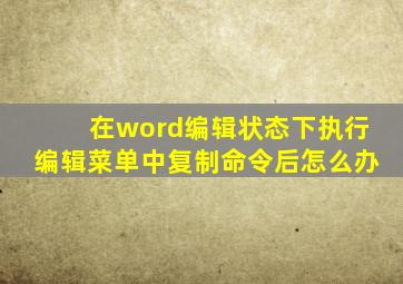 在word编辑状态下执行编辑菜单中复制命令后怎么办