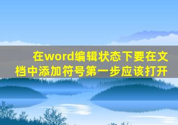 在word编辑状态下要在文档中添加符号第一步应该打开