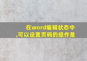 在word编辑状态中,可以设置页码的操作是