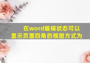 在word编辑状态可以显示页面四角的视图方式为