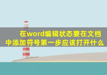 在word编辑状态要在文档中添加符号第一步应该打开什么